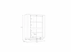 Vitrinekast Vodol 130cm - decor - zand & zwart