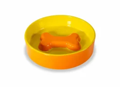 Voerbak Ø20cm - stoneware - geel & oranje