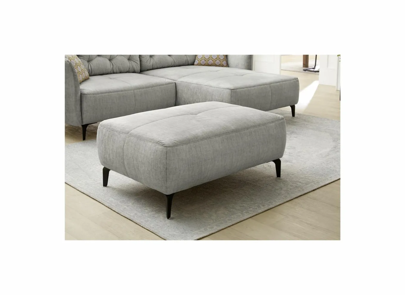 Voetenbank Saulo 114x81cm stof fluweel grijs