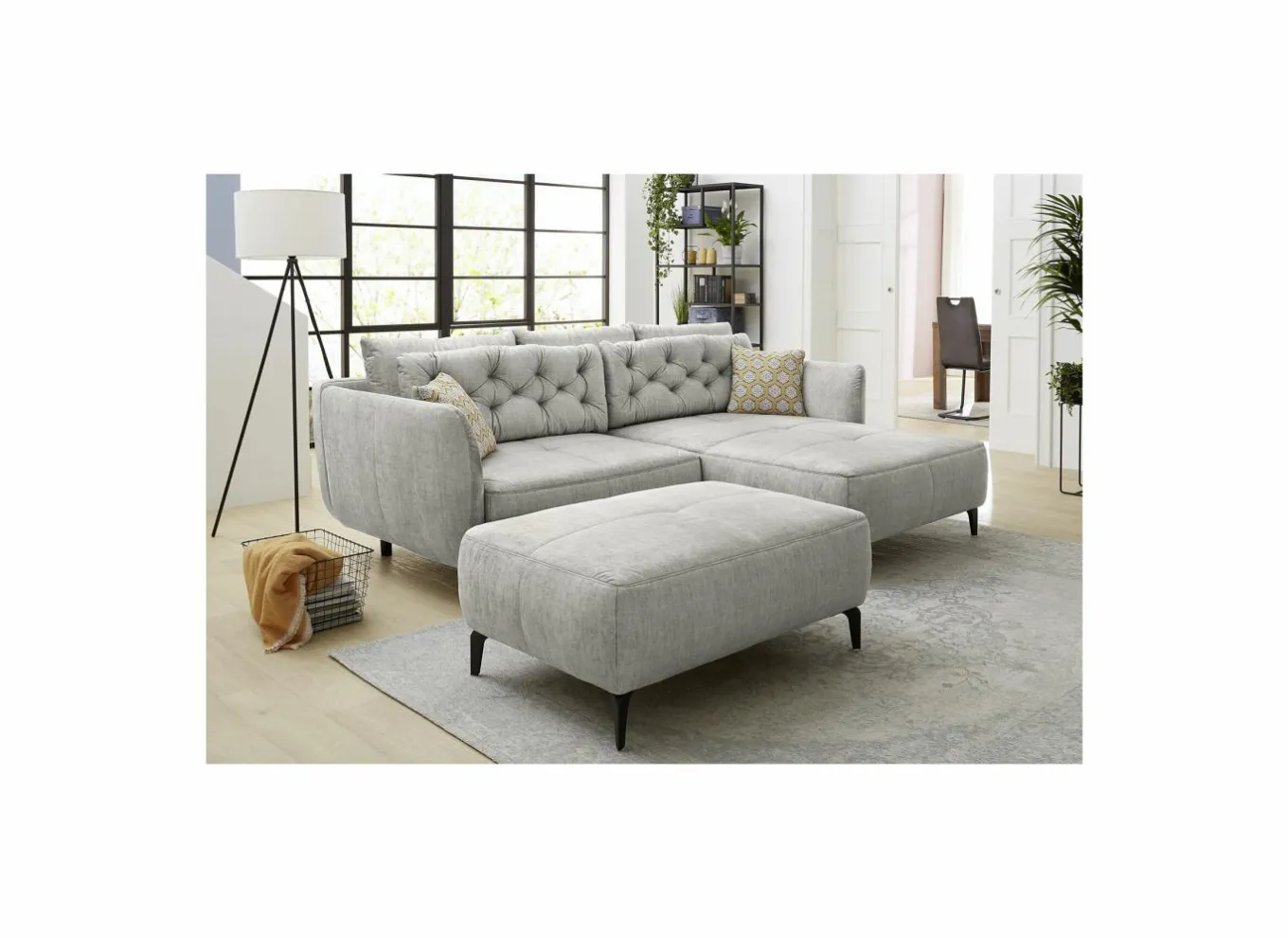 Voetenbank Saulo 114x81cm stof fluweel grijs