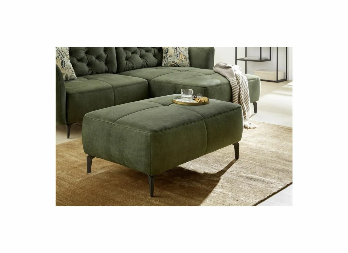 Voetenbank Saulo 114x81cm stof groen