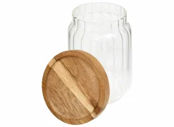Voorraadpot Harmony 0,5L - glas - transparant & acacia