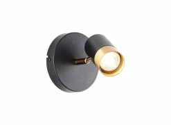 Brilliant Wandlamp Vigolo 1x5W GU10 Ø12,5cm - metaal - zwart/goud