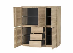 Wandmeubel Caviar 165cm - eik massief & decor - naturel