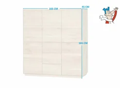 Wandmeubel Caviar 165cm - eik massief & decor - naturel