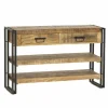 Wandtafel Amish 120x30cm - mango massief & metaal - bruin