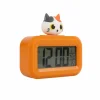 Wekker Kat 9x2,5x8cm - kunststof - oranje