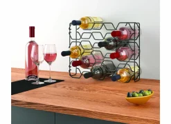 Wijnrek Hexagon 43x12x34cm - metaal - zwart
