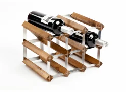 Wijnrek 42x23x23cm - metaal & hout massief - donkere eik