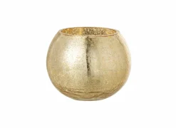 Windlicht Bol craquele effect H12cm - glas - goud