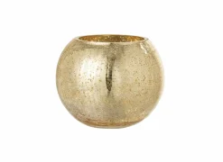 Windlicht Bol craquele effect H16cm - glas - goud