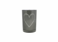 Mars & More Windlicht Heart H18cm - glas - grijs