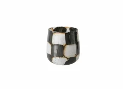 Windlicht Medo H10cm - glas - zwart/wit