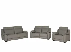 Zetel Curry  2,5+2+1-zit - leder - asgrijs met relax