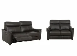 Zetel Wise 2,5+2-zit - leder - walnut met relax