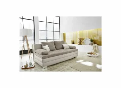 Zetelbed Lincoln 2 persoons - 203x102cm -  stof & lederlook - taupe & beige