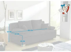 Zetelbed Lindau 2 persoons - 203x106cm - stof - zwart