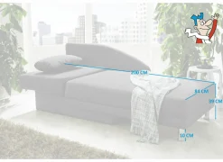 Zetelbed Roy Recamière 149x90cm - stof - grijs